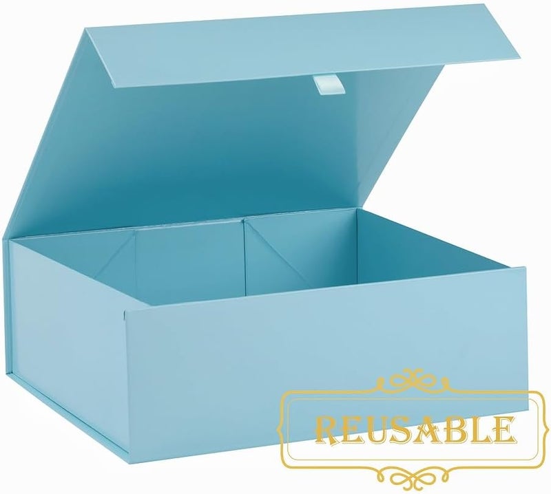 PLINJOY 5 Pcs Large Gift Box 13.5x11.8x4.7 Inches, Blue Gift Boxes for Presents with Magnetic Closure Lid, Luxury Gift Box Rectangle Collapsible Boxes for Gift Packaging - Image 2
